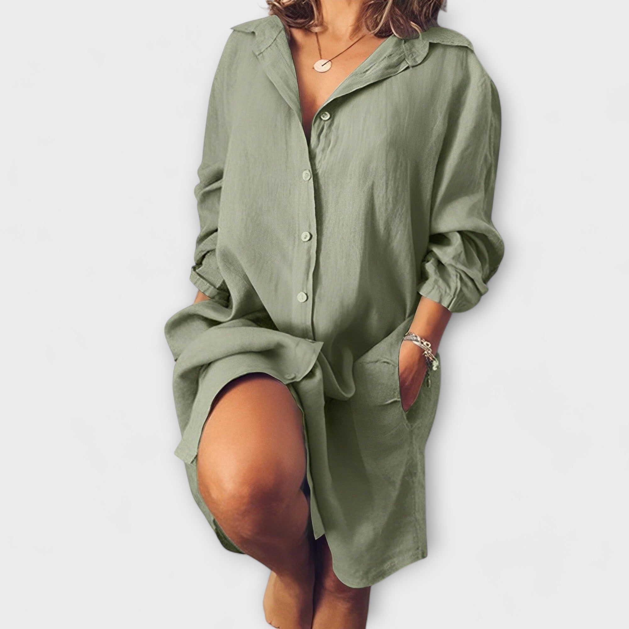 Χαλαρή λινή μπλούζα για καθημερινή χρήση