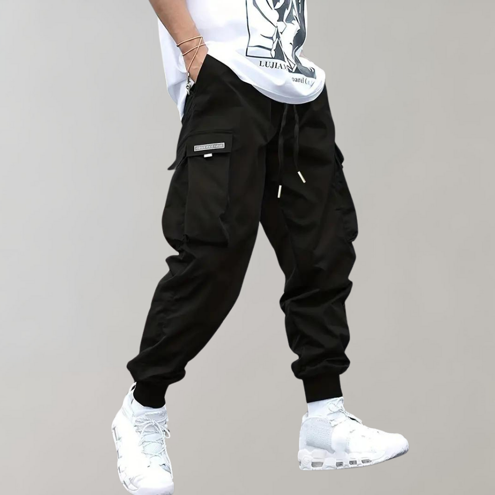Τομάς – Ανδρικό Cargo Jogging Παντελόνι – Μωβ Streetwear Παντελόνι με Τσέπες με Φερμουάρ και Λάστιχο