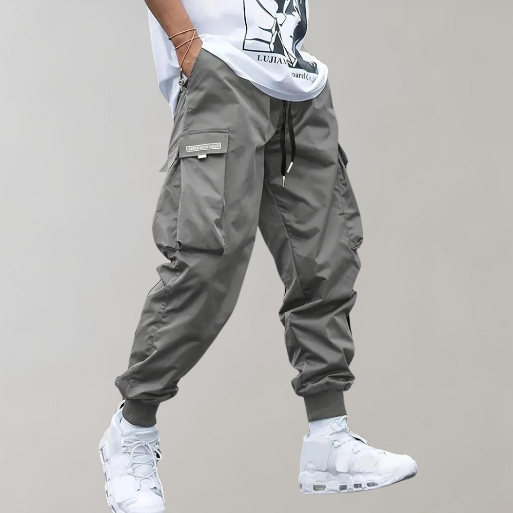 Τομάς – Ανδρικό Cargo Jogging Παντελόνι – Μωβ Streetwear Παντελόνι με Τσέπες με Φερμουάρ και Λάστιχο