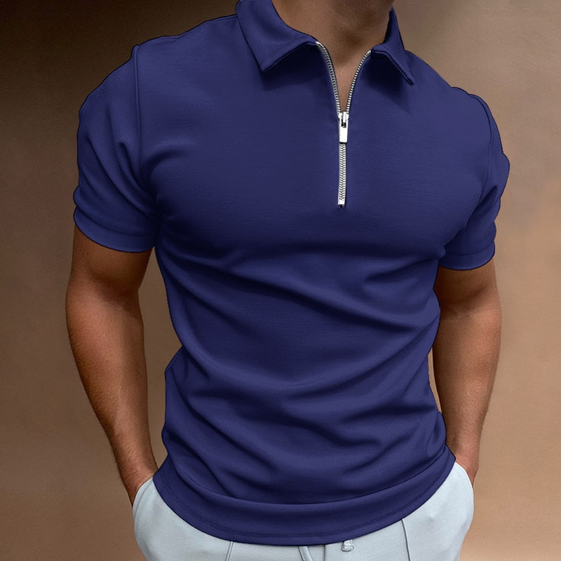 Τομάς – Ανδρικό Πόλο Τ-shirt με Κοντό Μανίκι και Φερμουάρ