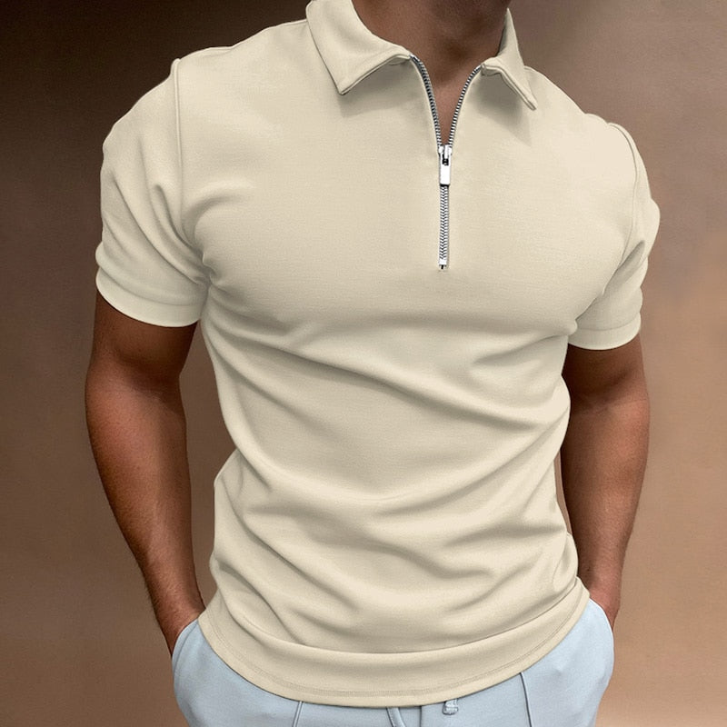Τομάς – Ανδρικό Πόλο Τ-shirt με Κοντό Μανίκι και Φερμουάρ