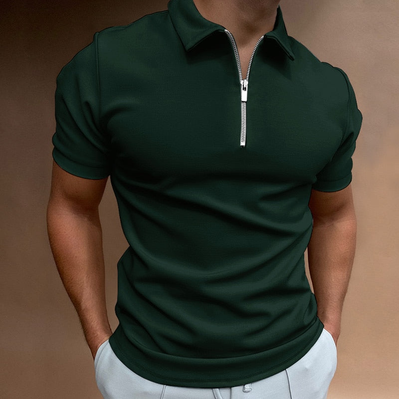 Τομάς – Ανδρικό Πόλο Τ-shirt με Κοντό Μανίκι και Φερμουάρ