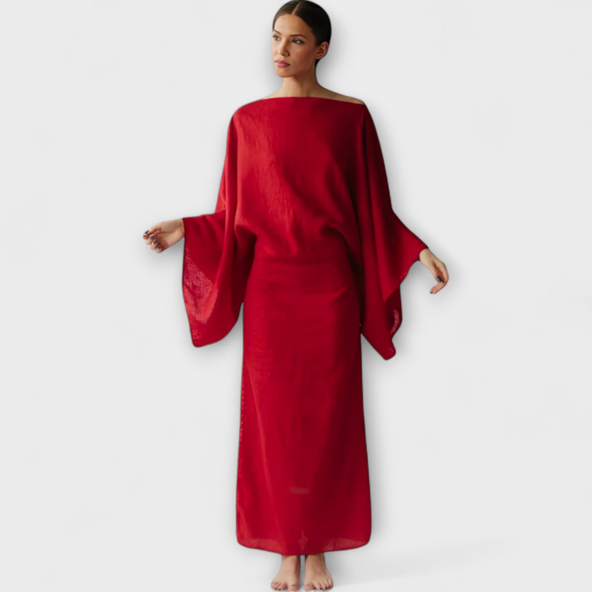Ντάνα - Φόρεμα kimono φτιαγμένο από λινό και βαμβάκι